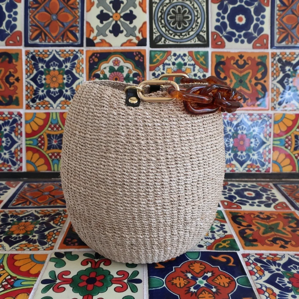 Clare V. Pot de Miel in Cream w/Tortoise Resin Top Handle - Picture 5 of 13